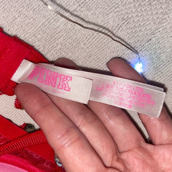 PINK Victorias Secret Red Floral Print Racerback Lace Bra - Picture 3 of 7